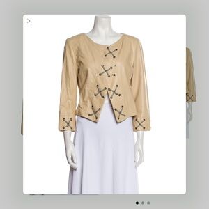 Giorgio Armani Cream Blazer with Asymmetrical Closure and Textured Fabric